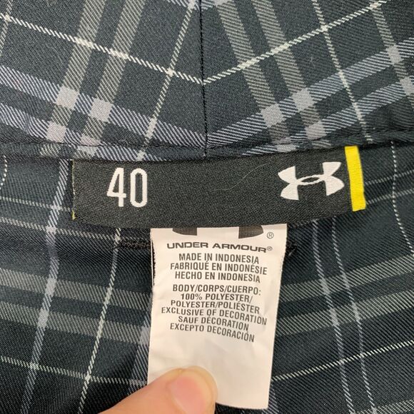 Under Armour Golf Short Mens 40 Black UA Matchplay Plaid Flat Front Performance - Picture 4 of 9